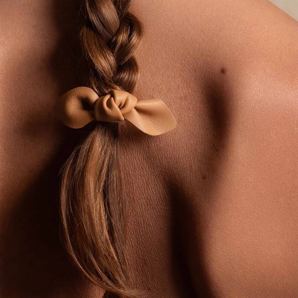 Anthropologie Corinne Leather Tan Hair Bow New main image 3